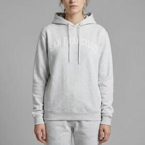 A.P.C. San Francisco Printed Gray Cotton Long Sleeve Pullover Hoodie, size L